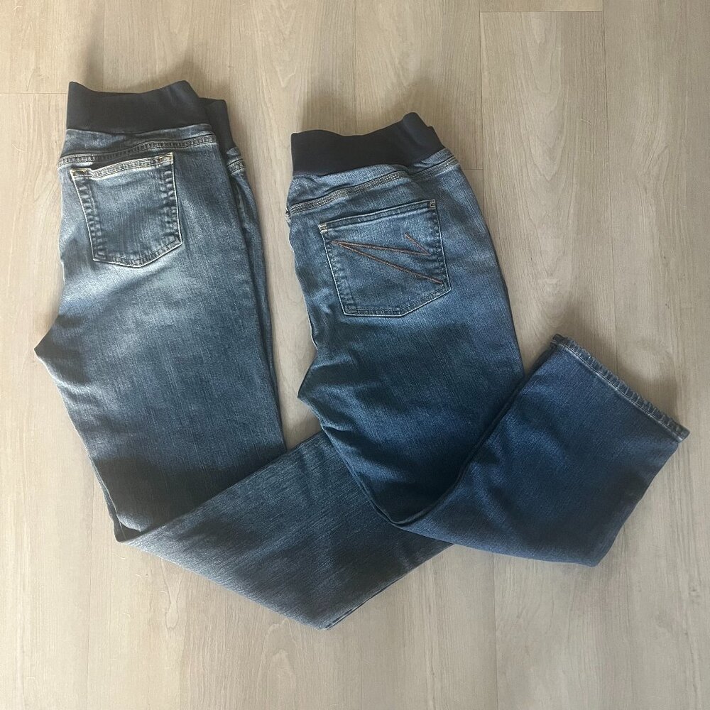 Motherhood Maternity Jean Bundle Size Large Blue 1 Straight Leg 1 Cropped Leg